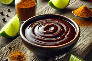 Currys lime balzsamecetszósz tálalva