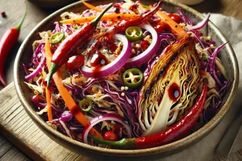 BBQ grillezett csípős káposztasaláta tálalva