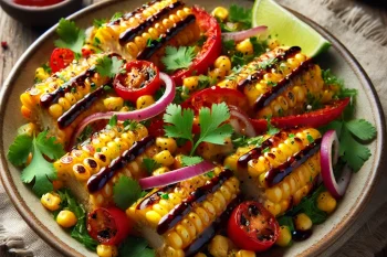 BBQ grillezett fűszeres kukoricasaláta tálalva