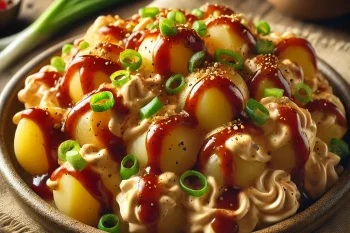 BBQ majonézes krumplisaláta tálalva