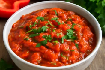 Ajvar petrezselyemmel, fűszeres grillezett paprikával és padlizsánnal