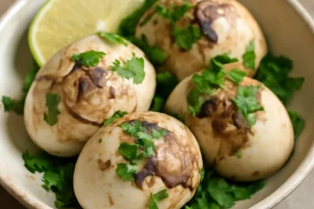 Balut tojás korianderrel, lime levével tálalva