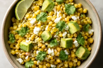 Friss és ropogós esquites avokádóval tálalva