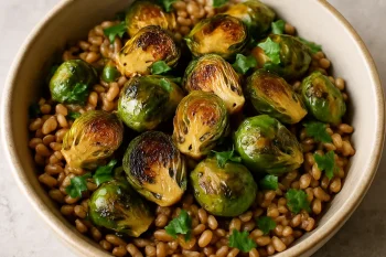 Farro saláta sült kelbimbóval és balzsamecettel, petrezselyemmel megszórva