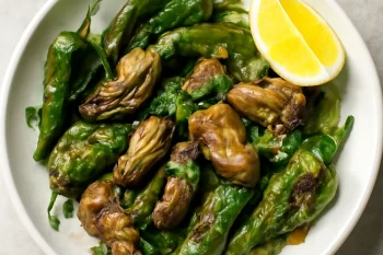 Gilda füstölt osztrigával, fűszeres paprikával és friss korianderrel