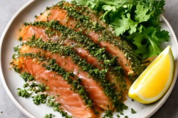 Gravlax korianderrel tálalva, finom és friss halétek
