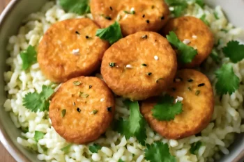 Kaki furai káposztasalátával, szezámmaggal és korianderrel díszítve