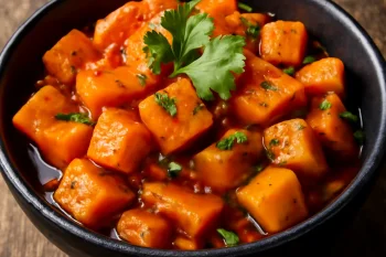 Kkakdugi tálalva, friss korianderrel díszítve