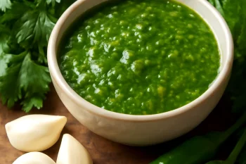 Mojo verde, friss zöldfűszeres szósz, gazdag korianderrel és petrezselyemmel