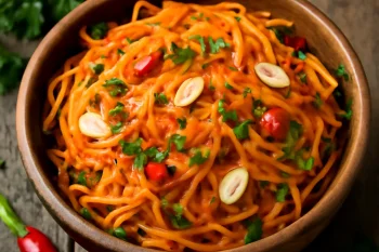 Morkovcha, orosz sárgarépa saláta fokhagymával és friss petrezselyemmel