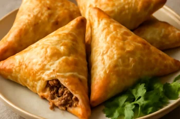 Sambusa leveles tésztával, frissen tálalva