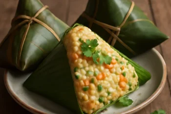 Sárgarépás zongzi frissen tálalva