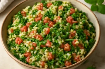 Tabbouleh saláta menta és petrezselyem keverékével