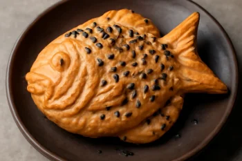 Taiyaki szezámmaggal, aranybarna tésztában, friss és ínycsiklandó
