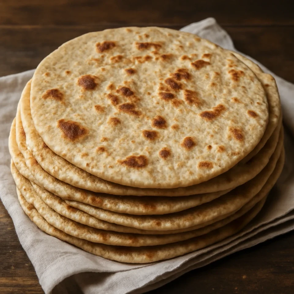 Tunnbröd teljes kiőrlésű liszttel, frissen sütve, enyhén pirítva