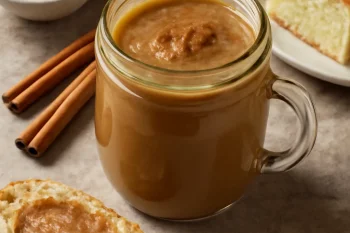 Fahéjas ghee tálalva friss kenyérrel és piskótával