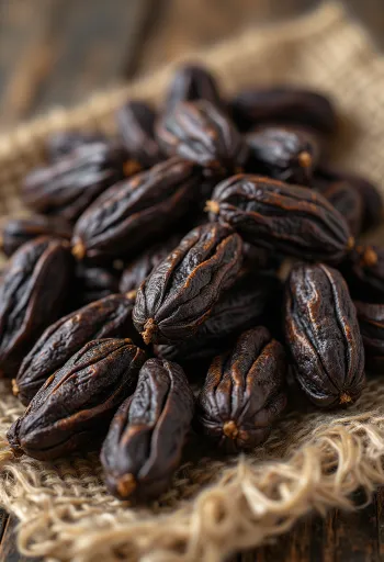 Szentjánoskenyér (carob) termés, a pod és a belső része látható