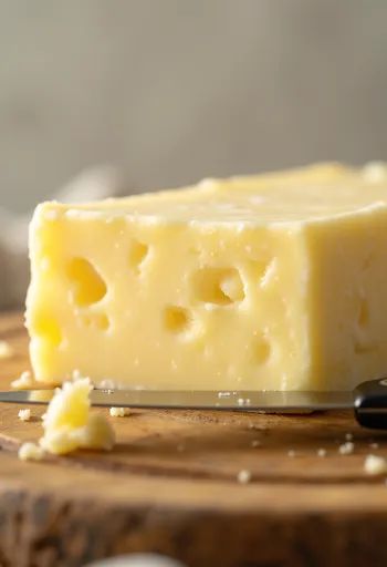Krémes vaj szeletelve fa vágódeszkán, natúr formában