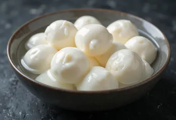 Friss bivaly mozzarella sajt fehér kerámia tálban, fa asztalon