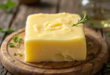 Édes tejszínből készült krémes vaj kis edényben, rusztikus felületen