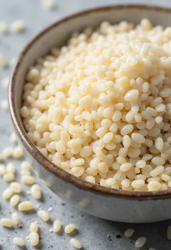Szárított fehér quinoa magok, részletes textúrával és természetes színekkel