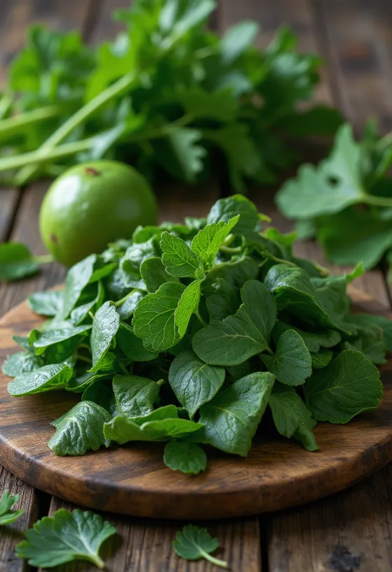 Feldolgozott cassava levél pépesítve tálban, sötétzöld színű állapotban