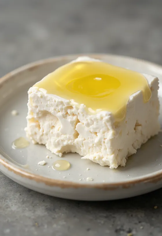 Feta sajt kockákra és morzsákra vágva egy fa vágódeszkán
