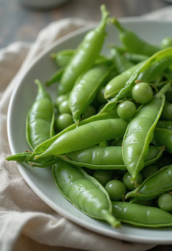 Friss hóborsó hüvelyek és bontott szemek rusztikus felületen