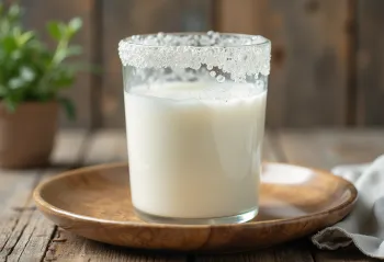 Fehér, krémes kefir egy tálban, rusztikus faasztalon