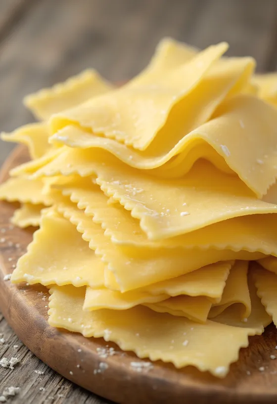 Száraz lasagne lapok fa felületen szétszórva, rétegezve