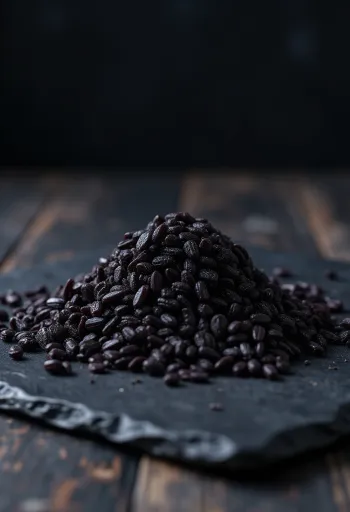 Friss fekete ragacsos rizs szemek tiszta tányéron