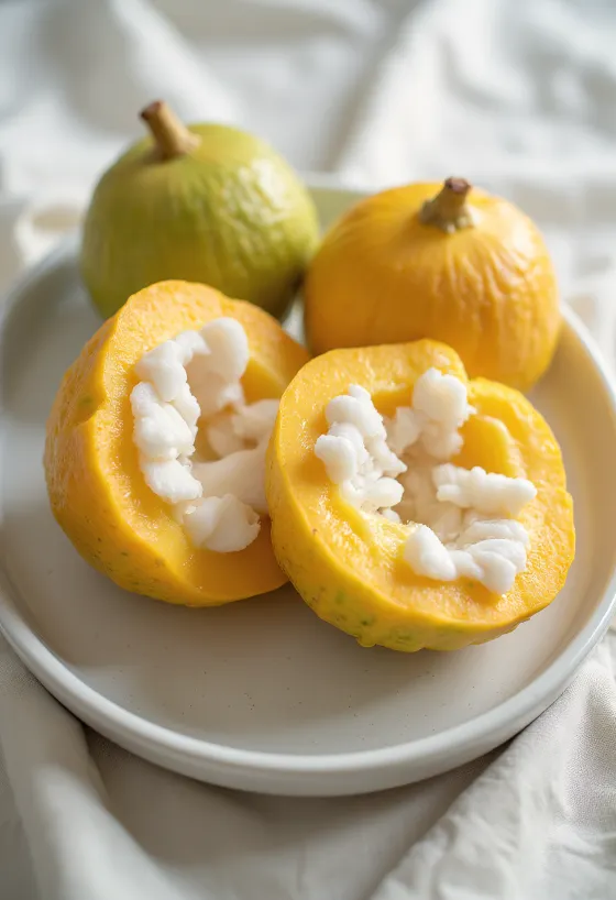 Kép a santol gyümölcs szeletekről vágódeszkán