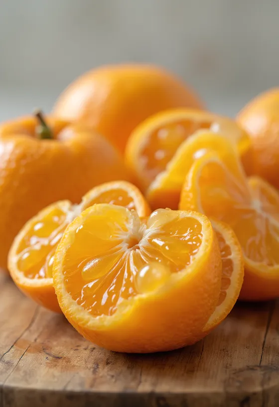 Mandarin szelet, élénk narancssárga hús és friss textúra