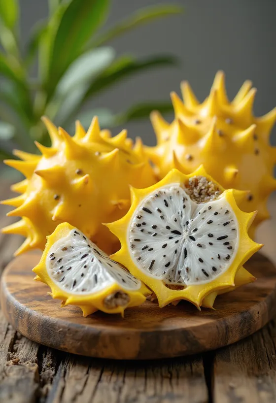 Sárkánygyümölcs (pitahaya) sárga héjú bogyók, élénk sárga és fehér hús