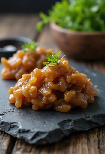 Miso paszta kerámiatálban, körülötte főtt szójabab, rizskoji és tengeri só