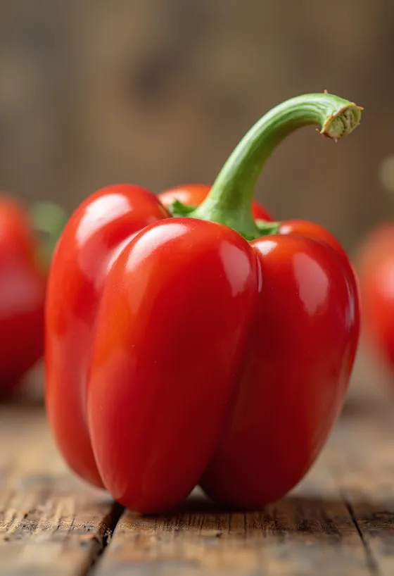 Friss piros, zöld és sárga paprika szeletelve és egészben fa felületen