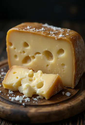 Friss Parmigiano Reggiano sajt egy fehér kerámia tálban, fa asztalon