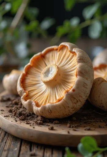 Szeletelt piruló őzlábgomba konyhai előkészítés során