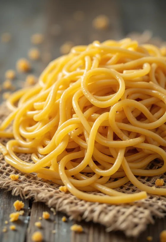 Szárított ramen tészta kiterítve fa felületen