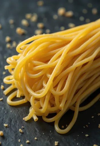 Száraz spagetti tészta kötegbe rendezve fa felületen