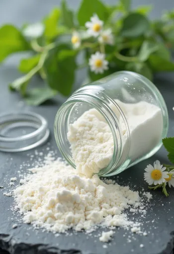 Stevia édesítőszer porított formában kis tálkában, fakanállal