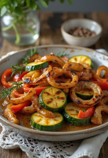 BBQ grillezett zöldségek tálalva