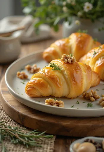 Camembert sajtos croissant tálalva