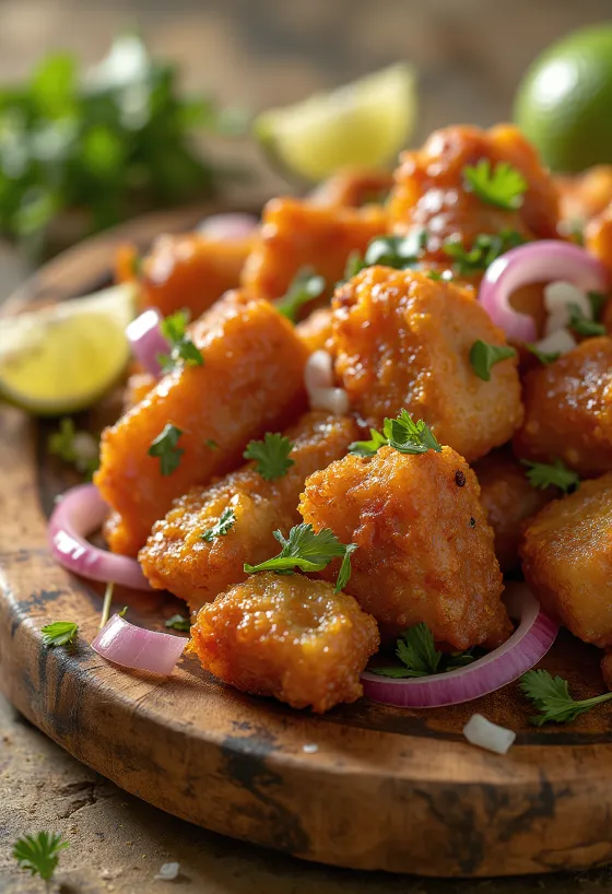 Chicharrón de cerdo tálalva friss korianderrel