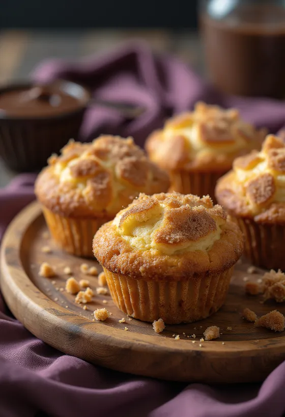 Churro muffin, fahéjas cukorral megszórva