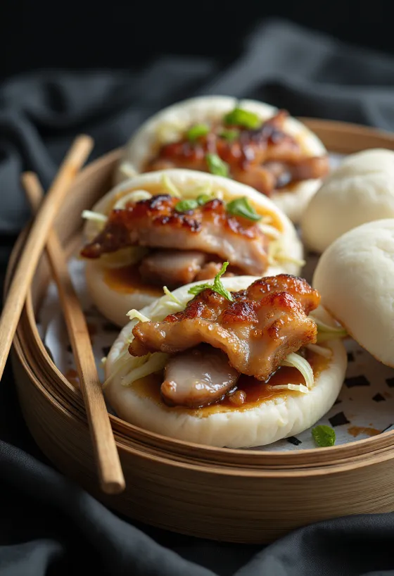Crispy Pork Belly Bao ropogós sertéshússal és savanyított káposztával