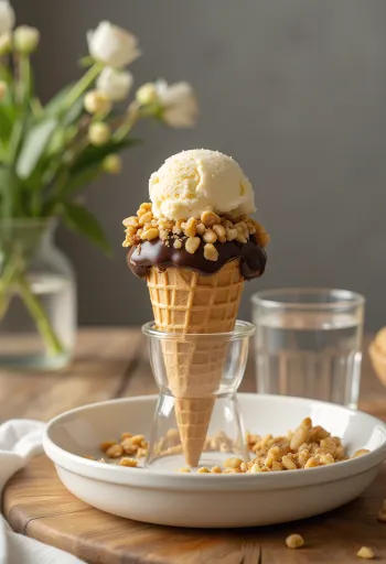 Drumstick Vanilla fagylalt tölcsérben tálalva