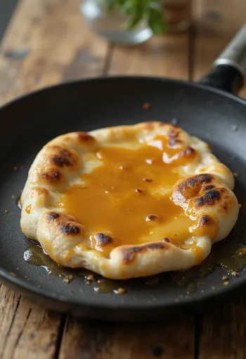 Tejkaramellás naan tálalva