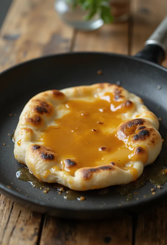 Tejkaramellás naan tálalva