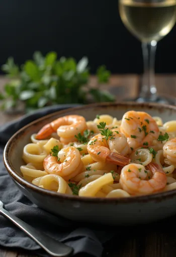 Garnélás gnocchi tálalva